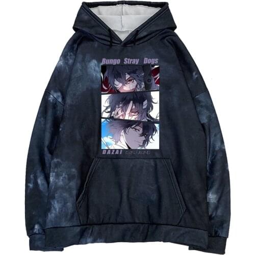 Hot Anime Bungo Stray Dogs Hoodies Pullover Printing Hooded Streetswear Sweatshir Tie Dye Hoodie Cool Dazai Men Women Unisex Top