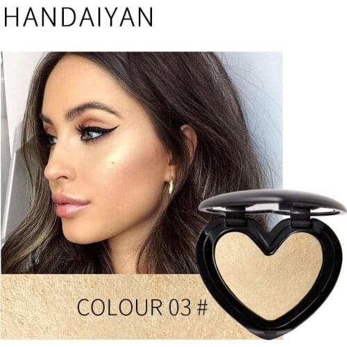 HANDAIYAN Handmade Baked Glow Face Highlighter Powder Heart Shape Illuminator Face Brighten Shimmer Highlighter Palette Makeup