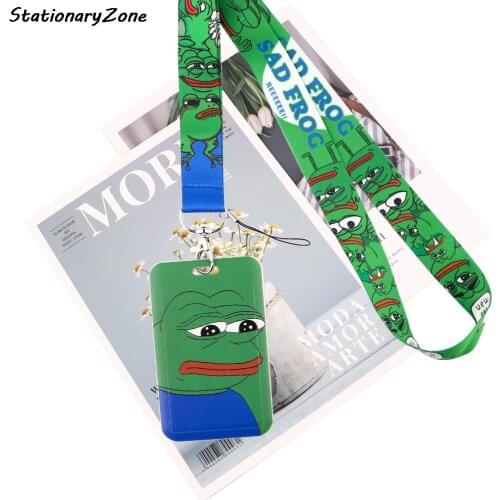 JY023 New Cartoon Sad Frog Lanyard Neck Strap for Key ID Card Cell Phone Straps Badge Holder Fashion Accessories