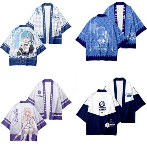 Re Zero Japanese Style Kimono Haori Men Women Cardigan Rem and Ram Japanese Anime Traditional Japanese Clothing Asian Clothes