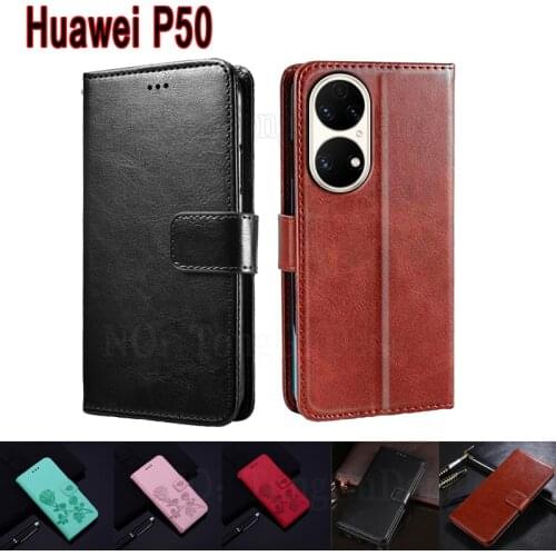 P50 Leather Phone Case For Huawei P50 Cover Flip Wallet Stand Magnetic Card Etui Book On For Huawei ABR-AL00 Case Coque Funda