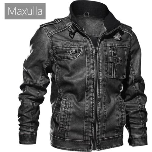 Maxulla Mens PU Jacket Fashion Mens Leather Jacket Coats Male Causal Slim Fit Faux Leather Punk Motorcycle Jackets Clothing 7XL