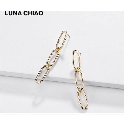 LUNA CHIAO Fashion Jewelry Chic Stylish Drop Earring Chain Shape Long Dangle Hanging Earrings Women