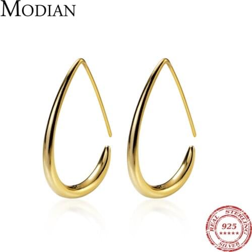 Modian Hot Gold Color Geometric Oval Drop Earring for Women Fashion Sterling Silver 925 Hook Earring Fine Jewelry 2020 Design