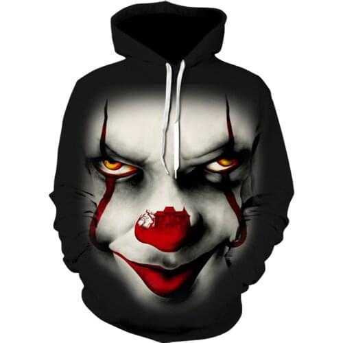 Fashion Autumn And Winter Mens 3d Printed Hooded Sweater Mens Street Casual Funny Hooded Tops Horror Party Mens Pullovers