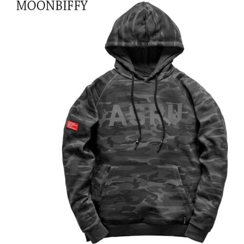 MOONBIFFY Mens Camouflage Hoodies