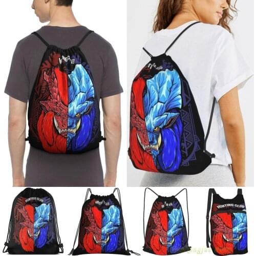 Men Outdoor Travel Drawstring Backpack Bags Lunastra And Teostra Mhw Hunting Club Women Sports Travel Bag Fitness Swimming Bag