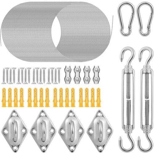 Triple-cornered & Rectangle Stainless Steel Sun Shade Sail Hardware Kit,for Sun Shade Sail in Outdoor Patio Lawn Garden