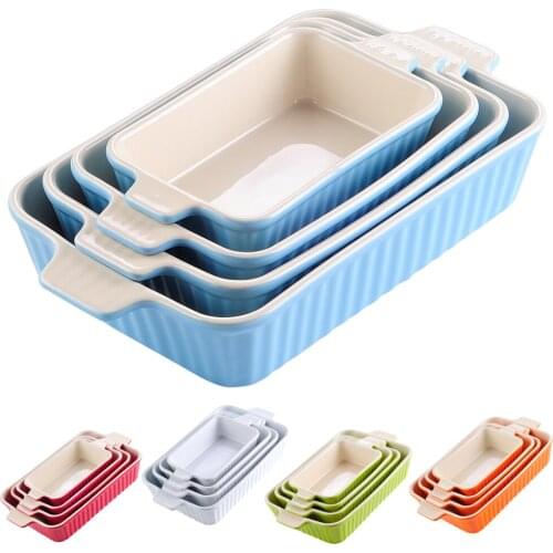 4-Piece Table Baking Dish Plate Set with Ceramic Handle Oven to Ideal for Lasagne/Pie/Casserole/Tapas(9"/11"/12"/13.3")