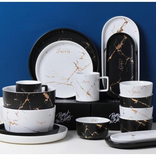 Light luxury dishes set creative home ceramic tableware personality soup bowl simple European ins dishes Nordic tableware