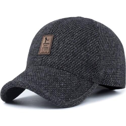 2019 new baseball cap Woolen Knitted Design Winter Baseball Cap Men Thicken Warm Hats with Earflaps warm old hat