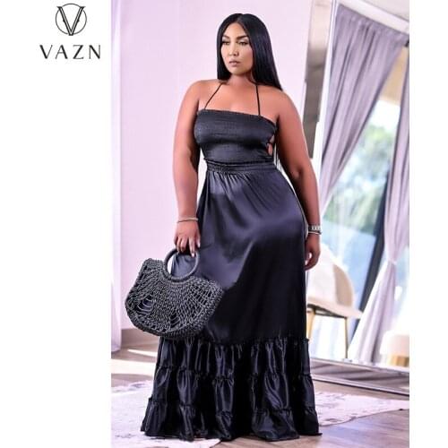 VAZN 2021 INS New Floor-length Evening Gown Women Elegant Fashion Dress Night Shinny Dress For Evening Robe