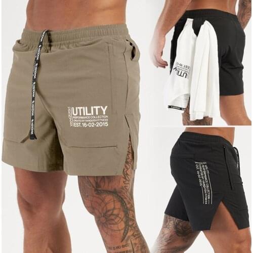 2021 Muscle Fitness New Summer Sports Leisure Basketball Shorts Mens Running Training Suit Capri Pants