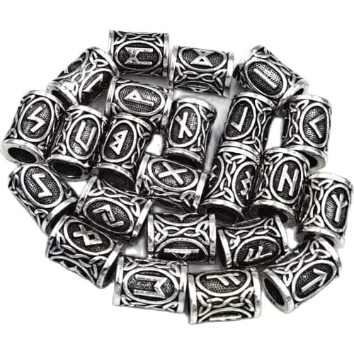 Hair Braid Beard Dreadlock Beads Rings Tube Viking Rune Charm Pendant for DIY Necklace Jewelry Making
