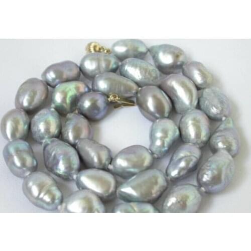 18" big 16mm gray baroque freshwater pearl necklace