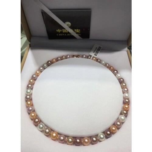 HOT SELL 9-10 mm Freshwater NATURAL PEARL NECKLACE 925 silver