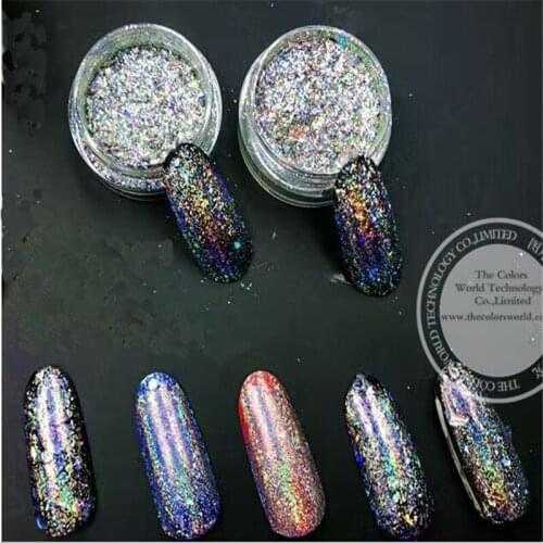 TCWB221 New Arriving the world popular Galaxy holo Silver flakes big size best effect for nail Art or other deco
