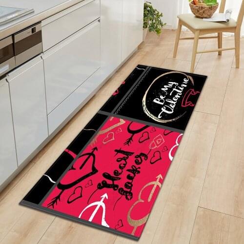 Valentines Day Kitchen Anti-slip Mat Bedroom Bathroom Home Door Mat 3D Printing Home Floor Decoration Living Room Carpet