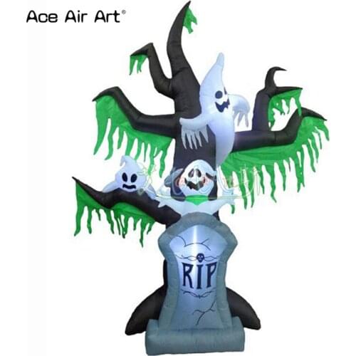 Spooky inflatable tree,tomb,pumpkin,ghosts model with lights for Halloween outdoor decoration