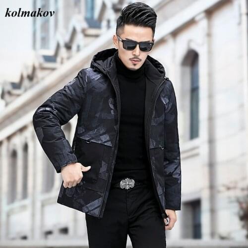 2020 New Arrival Winter Men Warm Down Coat Fashion Casual Detachable Hat Mens Leisure Zippers Double-sided Down Coat Jacket