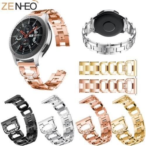 Luxury Stainless steel 22mm smart sports watch band For Samsung Galaxy Watch 46mm watch band Bling Rhinestone Metal Bracelet