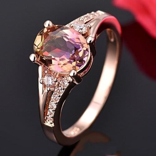 Luxury Colored Crystals Rings Women Fashion Jewelry Christmas Birthday Wedding Engagement Party Gifts