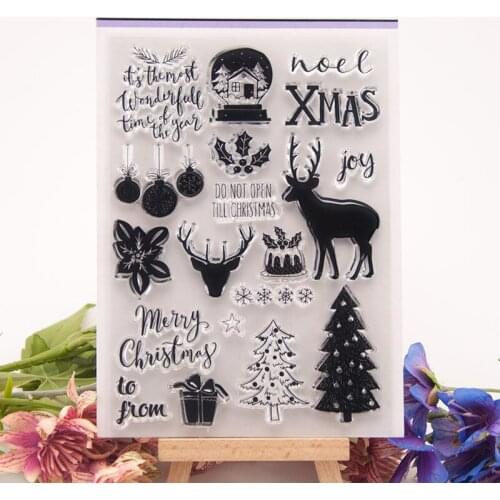 Merry Christmas Transparent Clear Silicone Stamp Seal for DIY Scrapbooking Photo Album Decorative Clear Stamps T1340
