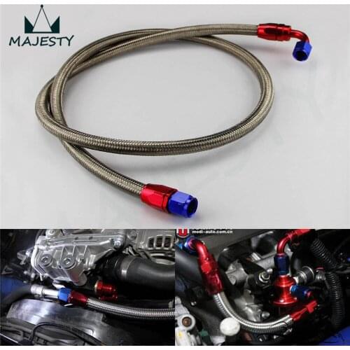 Silver 63" 8AN Nylon Steel Braided Oil/Fuel Line w/ Fitting Hose End Adapter