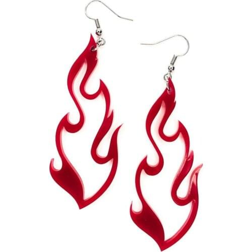 Stainless Steel Red Flame Stud Earrings For Men Women Torch Cartoon Stud Earrings Jewelry Gift