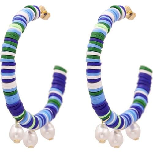 2020 Boho Bead Hoop Earring Newest Design Hot Selling Ethnic Style Polymer Clay Heshi Bead Hoop Earring For Women Jewelry Gift