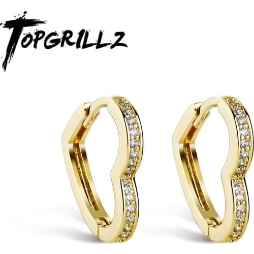 TOPGRILLZ 2021 New Heart Earrings Iced Out Cubic Zirconia Earrings Girls Simple Fashion Jewelry Accessories Gift For Party