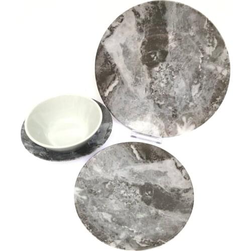 Gray Marble Pattern 24 Piece 6 Seater Dining Set