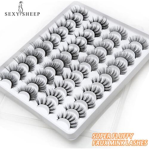 SEXYSHEEP 5/8/20 Pairs 15-20mm Natural 3D False Eyelashes Fake Lashes Makeup Faux Mink Lashes Extension Mink Eyelashes Wholesale