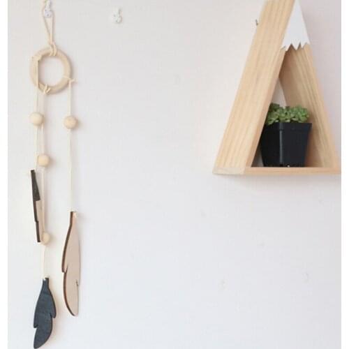 Nordic Style Decoracion Habitacion Wooden Leaf Feather Wall Hanging Kids Room Decoration Christmas Decor For Home