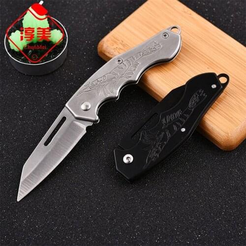 14.6 Stainless Steel Folding Knife Household Metal Handle Knife Mini Portable Camping Self-defense Survival Knife Hunting Knifes