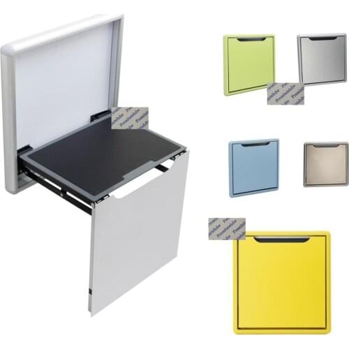 Thin Wall Mount Aluminum Alloy Folding Seat Stool Soft Slow Motion Bathroom Closet Cloakroom Vestibule RV White Silver Champagne