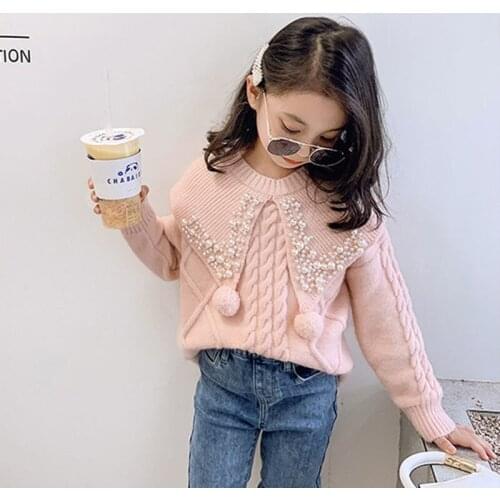 2021 New Baby Girl Knitted Clothes Girls' Sweaters Autumn Wear New Style Jacket Sweater Baby Warm Coat Kids Sweaters