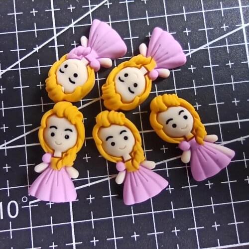 1pcs/lot resin flat back little yellow hair purple skirt Princess girl 23mm Scrapbook Embellishment DIY Phone Decoration