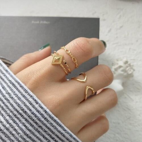 Slim Authentic S925 Sterling Silver Fine Jewelry Geometric rings gold temerament match forefinger adjustable rings J245