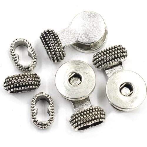 Tips Snap End Caps Fit 18mm Snap Press Buttons DIY Bracelets Necklaces Making Antique Silver Tone Metal 31x19mm 17x7mm 2 Sets