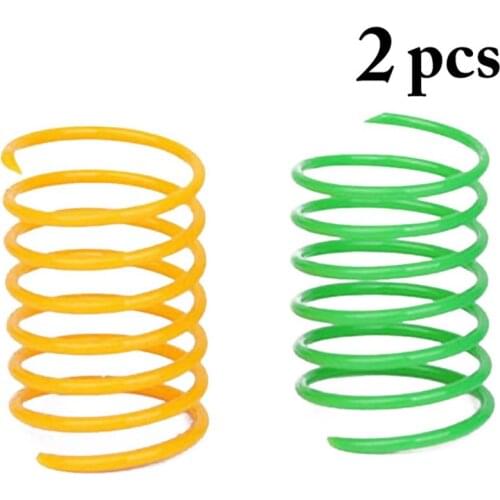 2PCS Cat Spring Toys Creative Plastic Coil Kitten Toy Pet Training Supplies Cat Interactive Toy Puppy Playing Toy Random Color