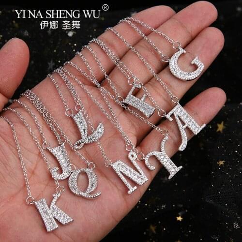 26 Letters Chain Pendants Necklaces Womens Zircon Hip Hop Punk Jewelry With Gold Color Chain Party Wedding Gift Accessories