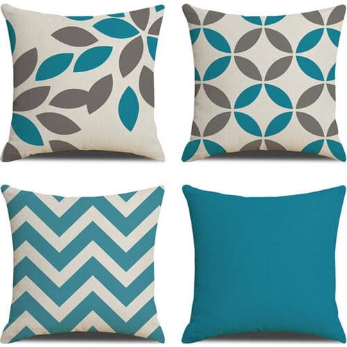 4PCS Modern Geometry Linen Throw Pillow Cushion Cover Case Pillowcase for Home Living Room Bedroom Sofa Bed Car Seat 45x45cm