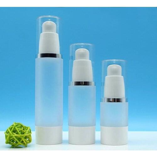 50ml plastic frosted airless bottle silver line lid for serum/lotion/emulsion/liquid foundation/eye essence/skin care packing