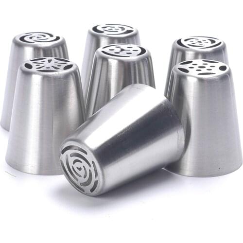 7PCS/Set Stainless Steel Russian Tulip Icing Piping Nozzles Pastry Decoration Tips Cake Tools Flower Mold for Cakes Stencil