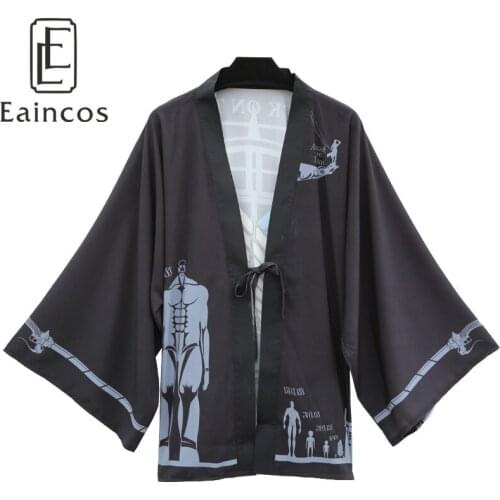 Anime Attack On Titan Shingeki no Kyojin Scouting Legion Print Kimono Cosplay Halloween Party Costume Cloak Chiffon Coat