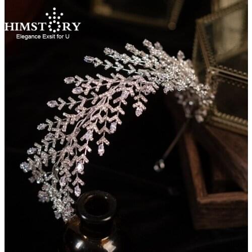 Himstory Classic Crystal Wedding Headwear Zirconia Hairband Bridal Hair Accessories Headdress Bridal Crown Dinner Party Accessor