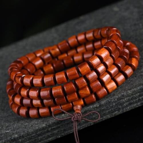 Zambia Blood Sandal Barrel Bead Bracelet Separated 108 Men and Women