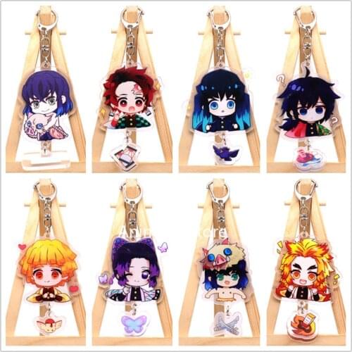 Anime Kimetsu no Yaiba Demon Slayer Keychain Figure Agatsuma Zenitsu Tomioka Giyuu Acrylic Bag Pendant Keyring for Gift