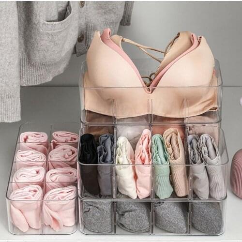 Household Underwear Bra Storage Box Dormitory Closet Organizer Drawer Organizers Socks Storage Box Transparent Finishing Box